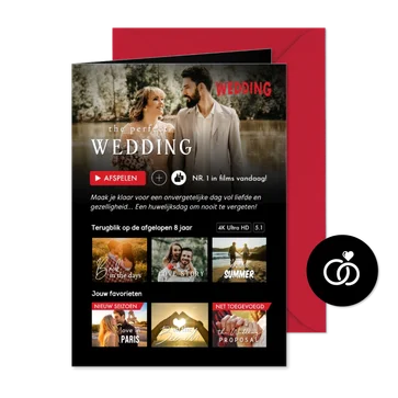 Grappige uitnodiging huwelijk in film streaming stijl